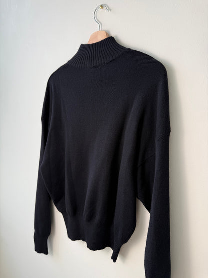 Vintage Y2K Meister Women's Black Sweater with Rhinestone Zipper