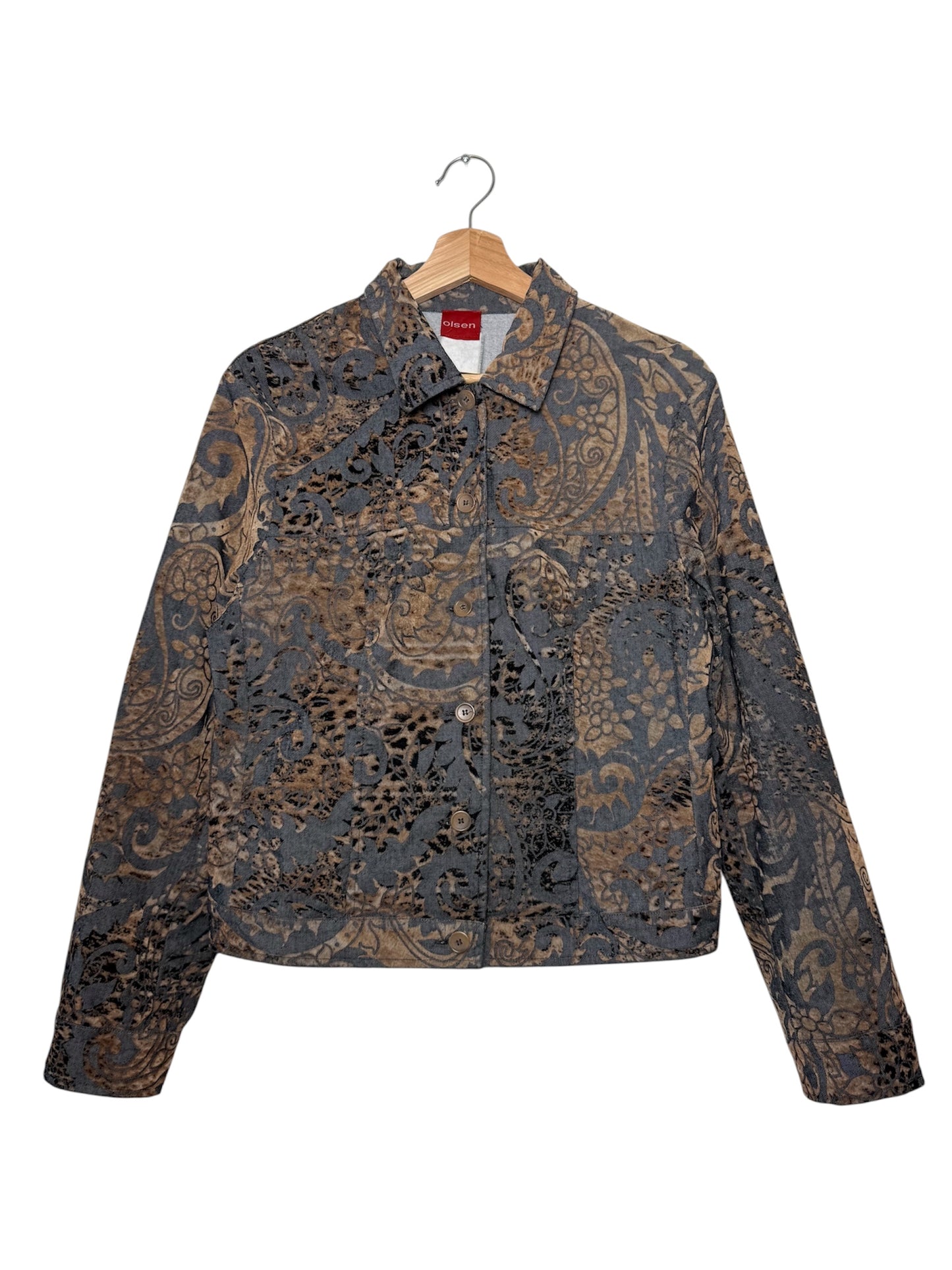 Vintage Y2K Women's Olsen Black Animal Print Denim-Style Jacket