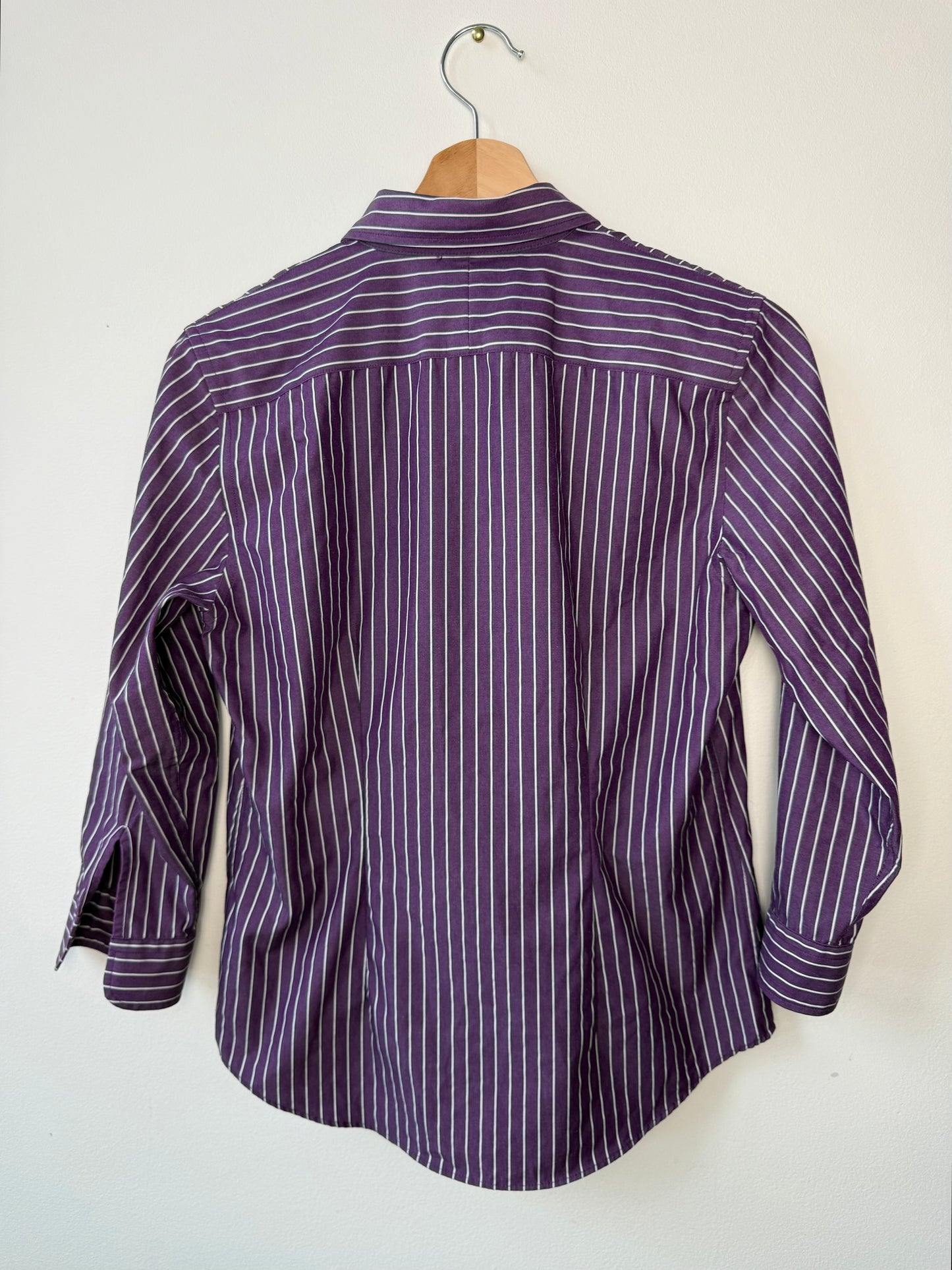 LAUREN By Ralph Lauren Women's Non-Iron Purple Striped Shirt