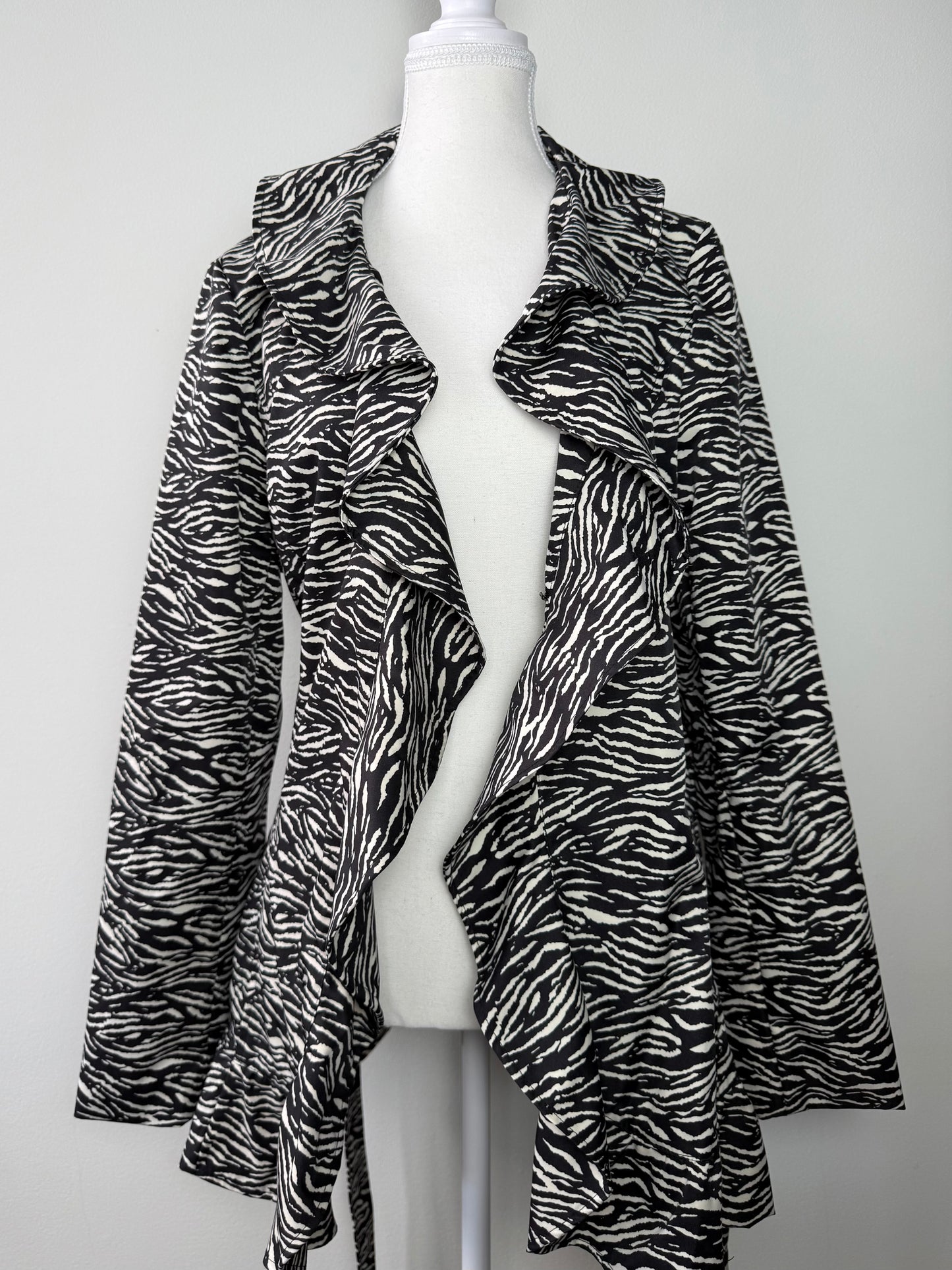 Sandro Studio Women's Zebra Print Ruffle Collar Jacket