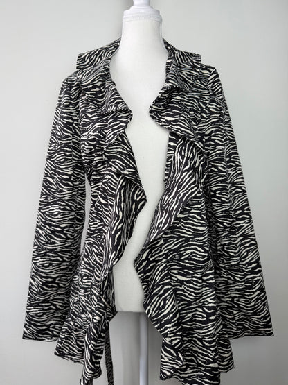 Sandro Studio Women's Zebra Print Ruffle Collar Jacket