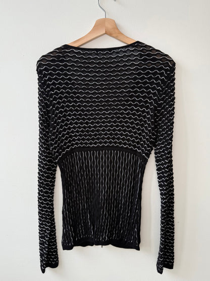 Y2K Siena Blil Women's Black V-Neck Zip Sweater Cardigan