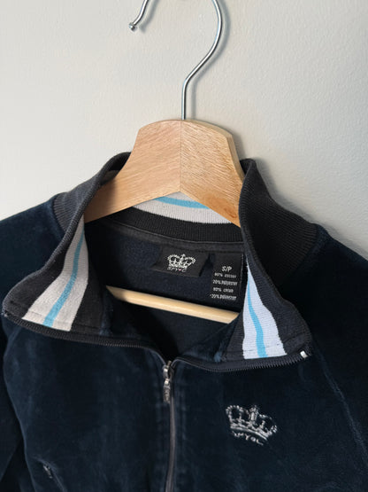 Y2K SPY C Women's Navy Velour Track Zip-Up Jacket