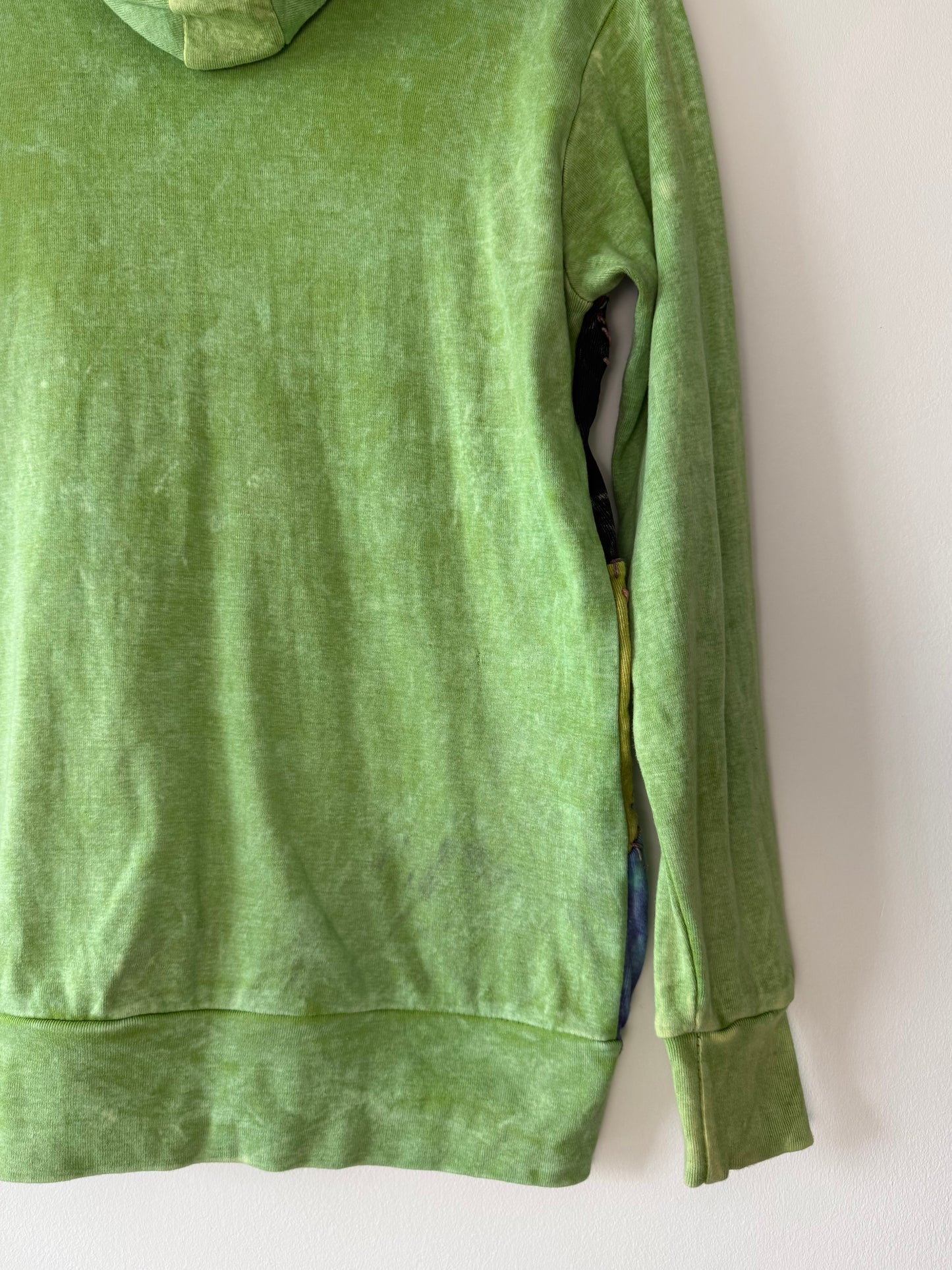 Y2K ARK Women's Green Patchwork & Embroidered Zip-Up Hoodie