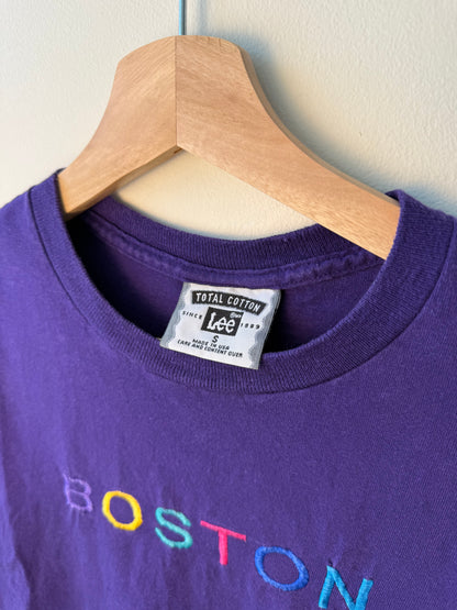 Lee Girls' Purple T-Shirt with 'BOSTON' Embroidery