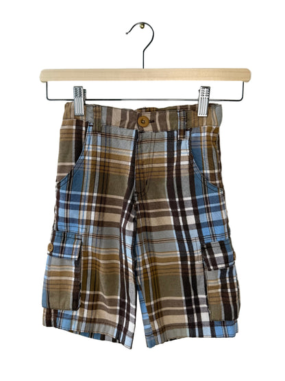 Y2K STAR Kids' Brown & Blue Plaid Shorts
