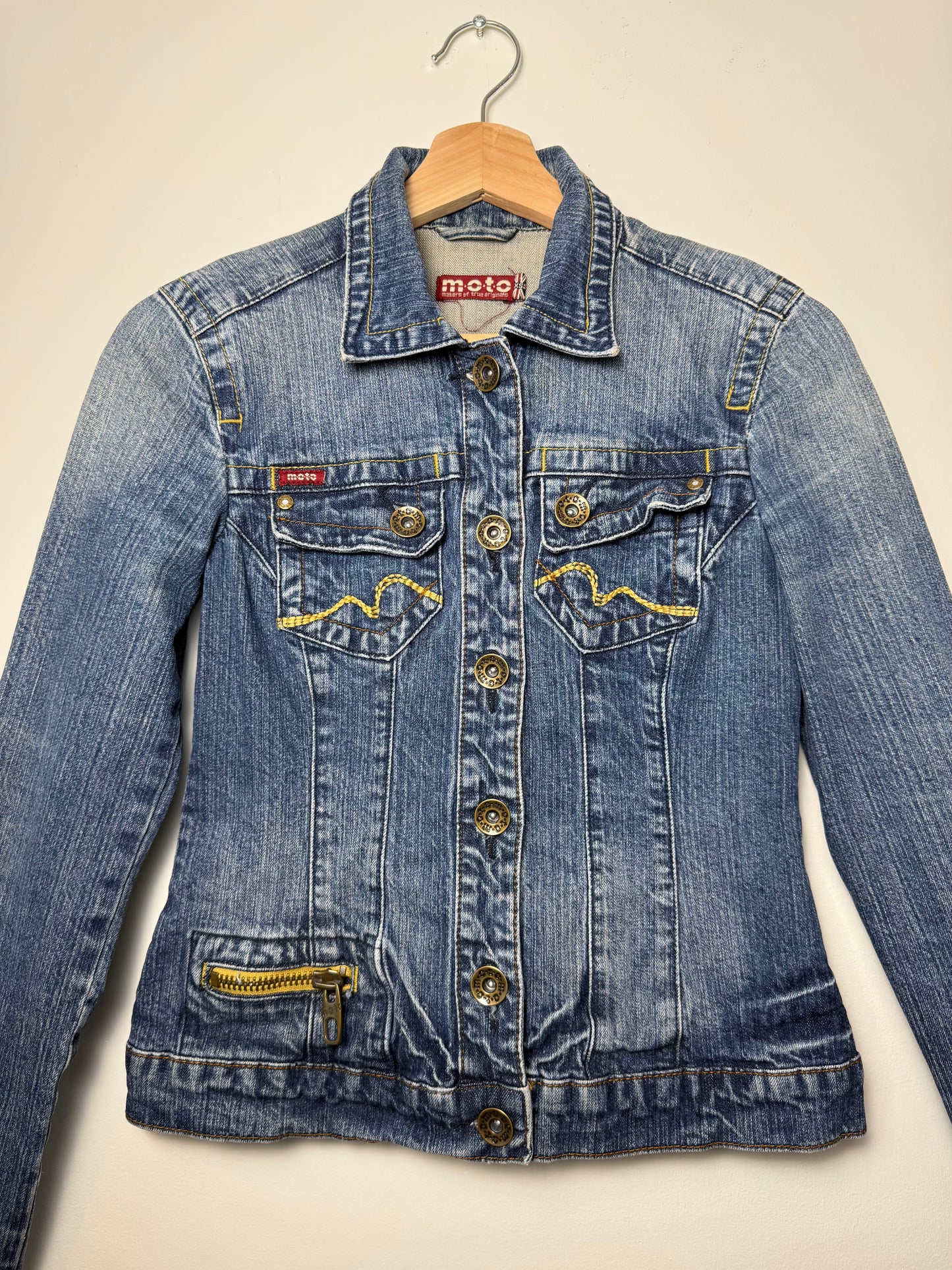Vintage Y2K moto Women's Blue Denim Jacket