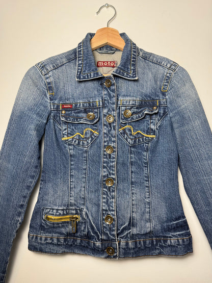 Vintage Y2K moto Women's Blue Denim Jacket