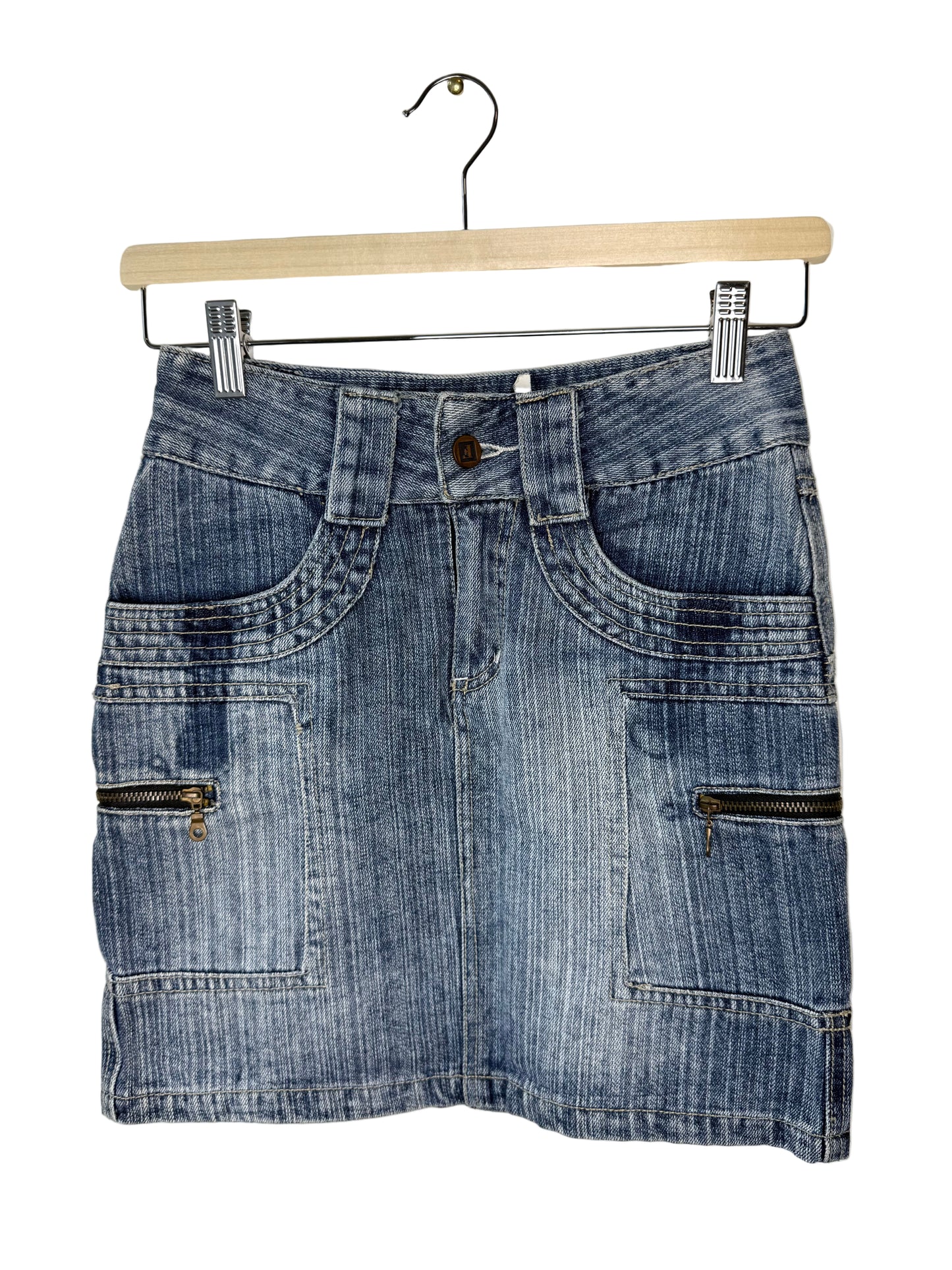 Y2K 楓 Kaede Women's Blue Faded Denim Skirt