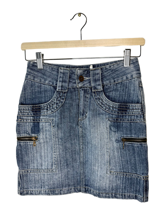 Y2K 楓 Kaede Women's Blue Faded Denim Skirt