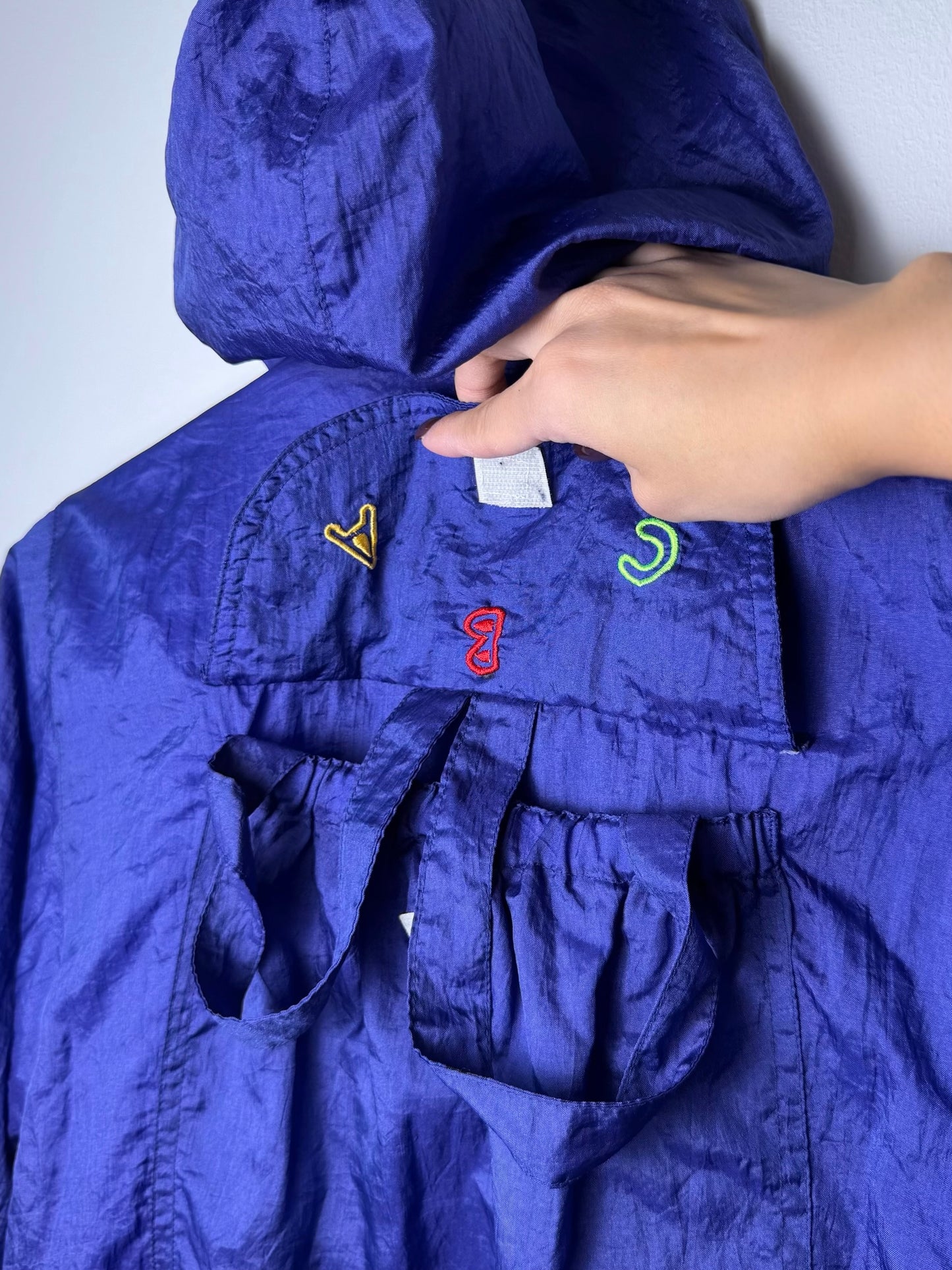 Vintage Kids' Blue-Purple Windbreaker with Mickey Mouse Embroidery