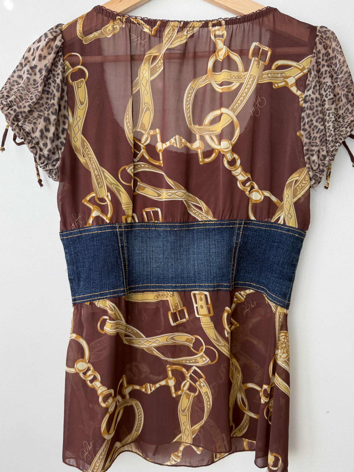 Y2K Baby Phat Women's Sheer Top with Denim Belt