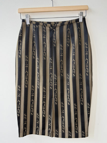 Vintage Krizia Jeans Women's Brown Striped Pencil Skirt