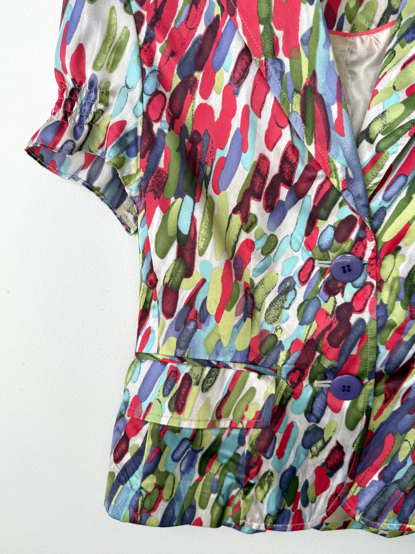 Mario Serrani Women's Colorful Patterned Satin Blouse