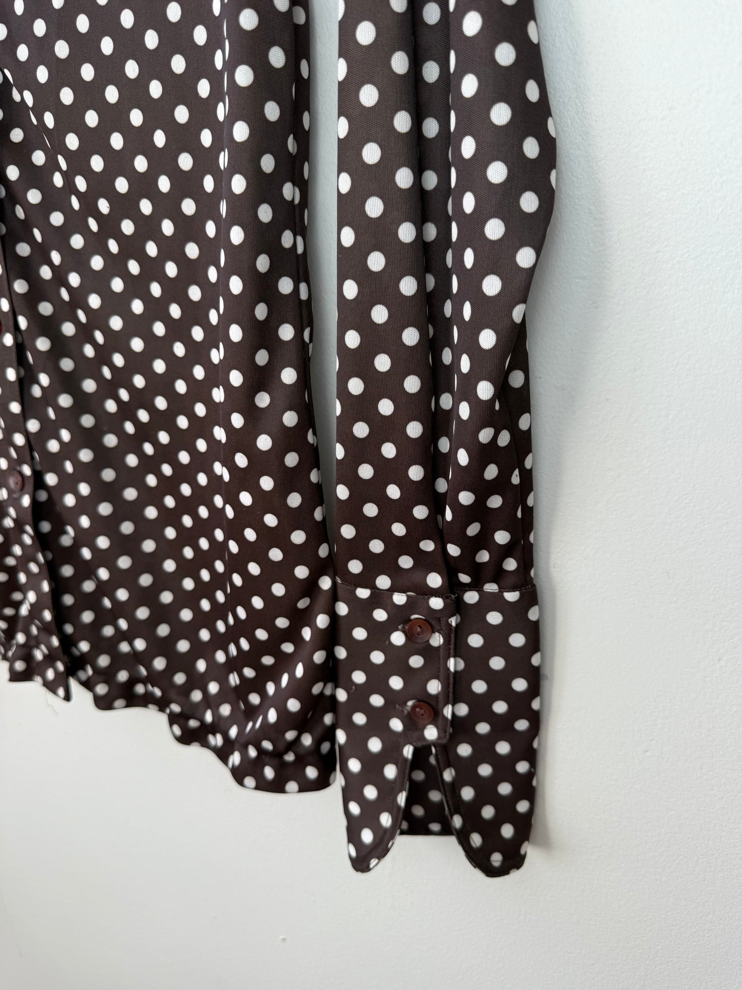 Vintage Galliano Women's Brown Polka Dot Shirt
