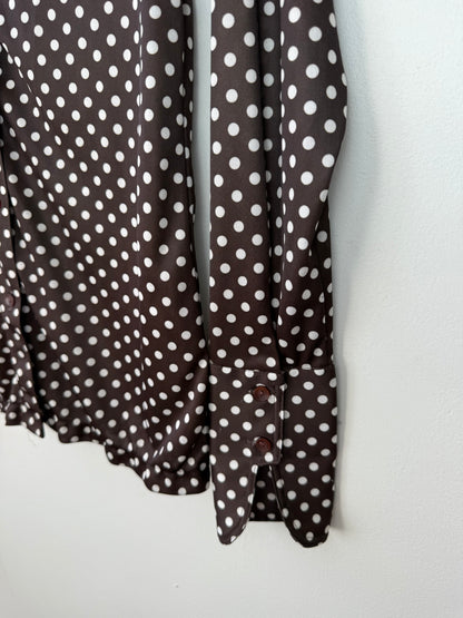 Vintage Galliano Women's Brown Polka Dot Shirt