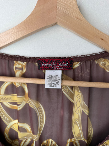 Y2K Baby Phat Women's Sheer Top with Denim Belt