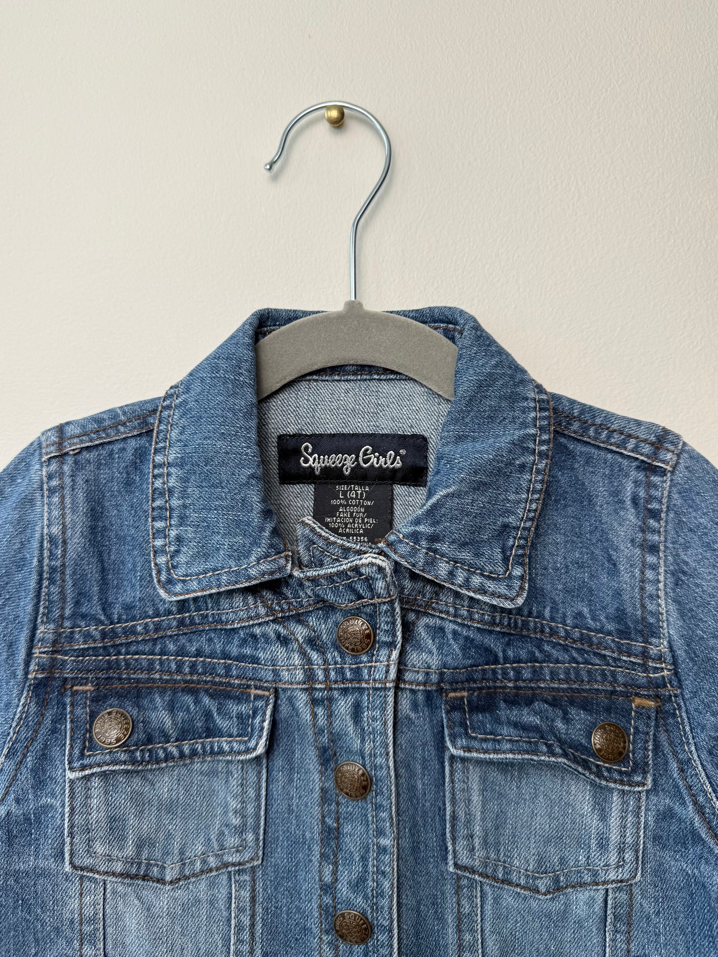 Y2K Girl's Butterfly Back Print Blue Denim Jacket