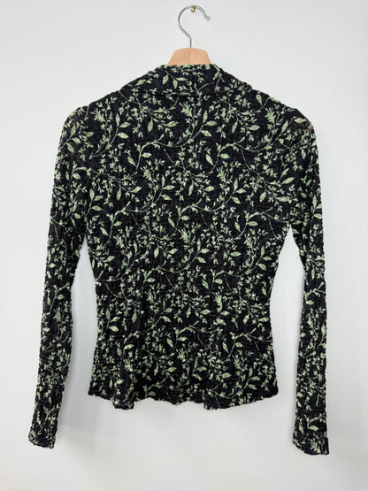INC Women's Black Floral Patterned Blouse
