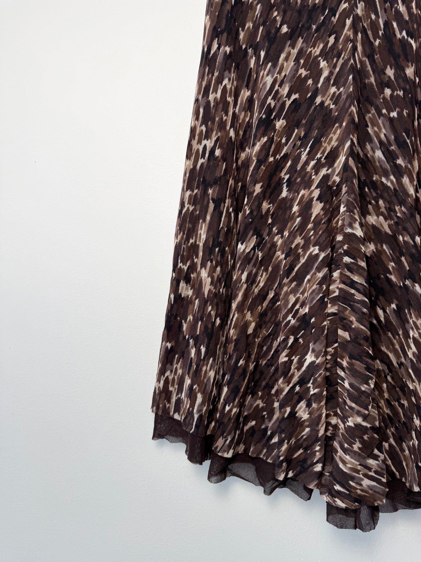 Vintage Fuzzi Women's Leopard Print Mesh A-Line Midi Skirt