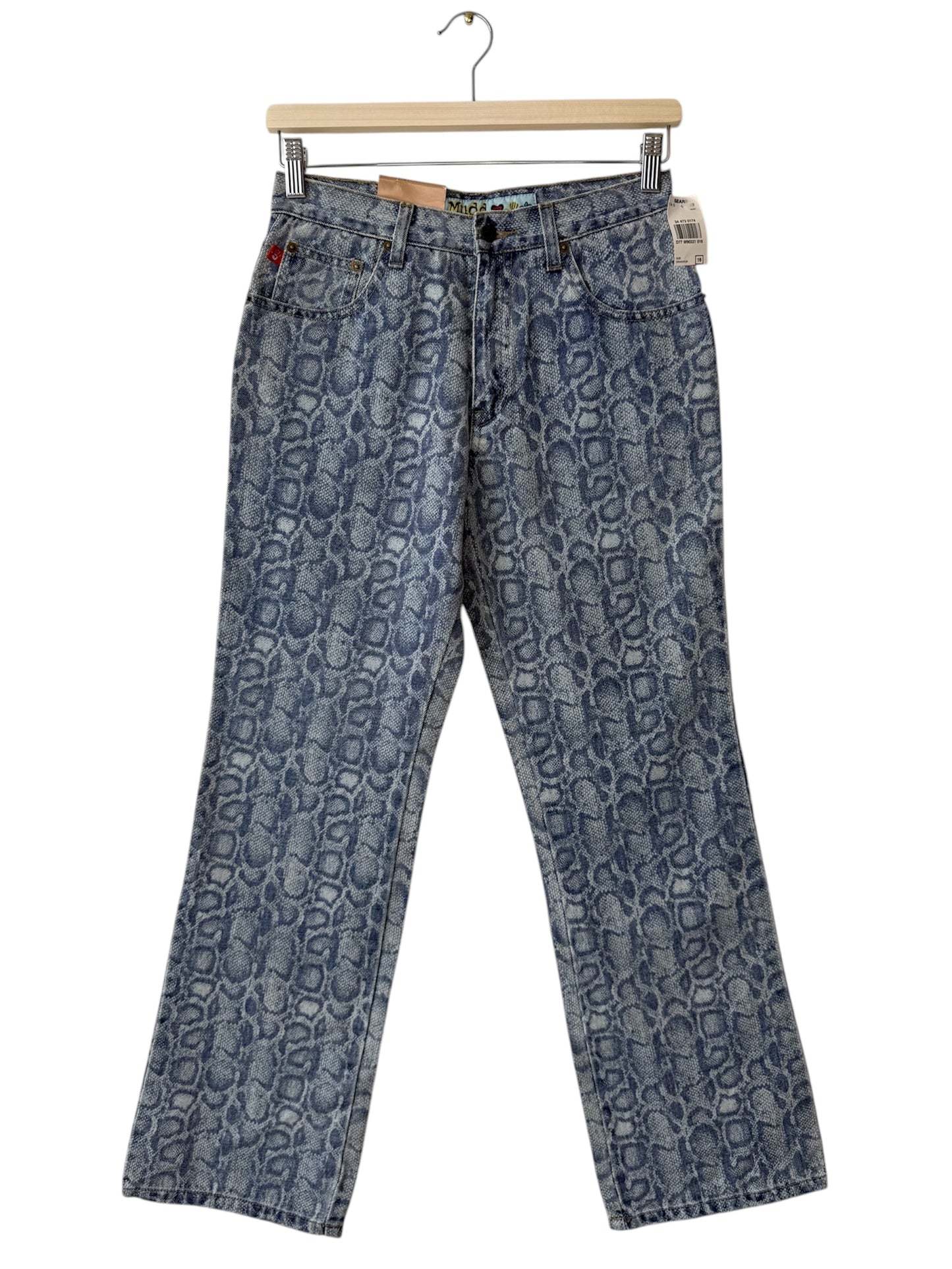 Unworn Vintage Y2K Mudd Kids' Blue Snakeskin Print Jeans