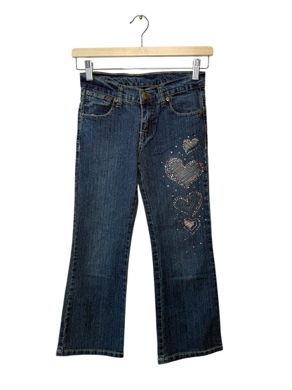 Y2K Ynot Girl's Blue Denim Jeans with Rhinestone Heart Details