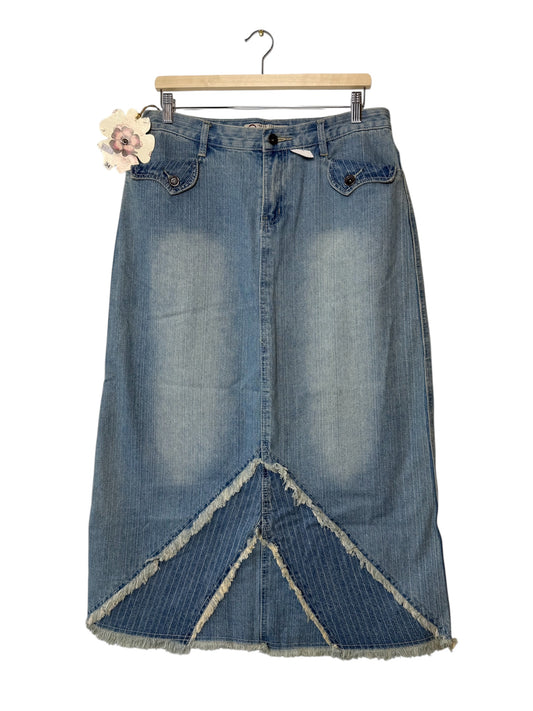Unworn Y2K Ou Tai Lai Women's Light Blue Long Denim Skirt
